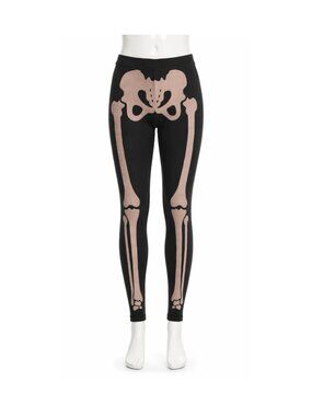 Black Them Bones Women's Leggings Retro Alt Goth Skeleton Halloween Novelty NWT